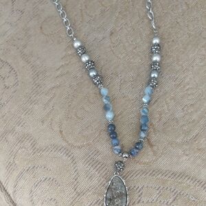 Chicos Faux Druzy Lapis Necklace